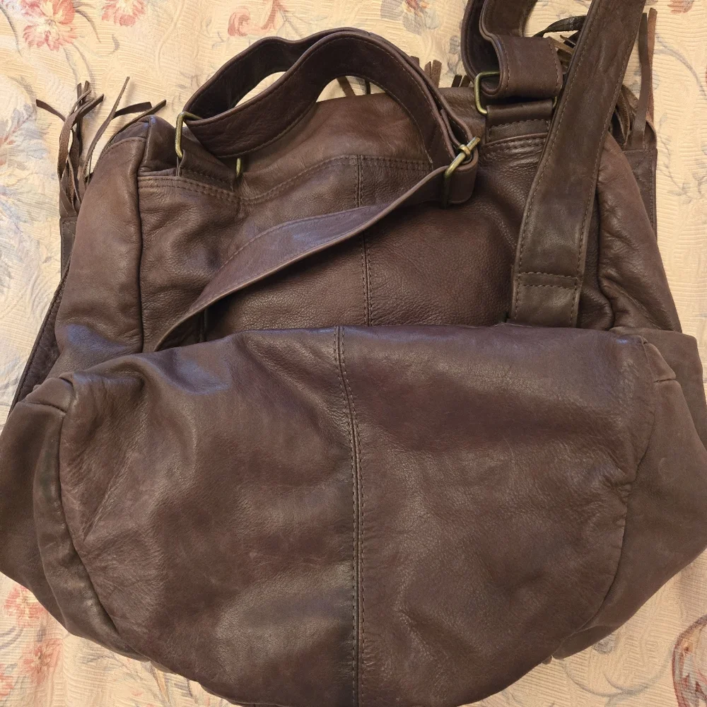 Vintage Latico Brown Leather Backpack Bag Purse With Tassels - Picture 7 of 13